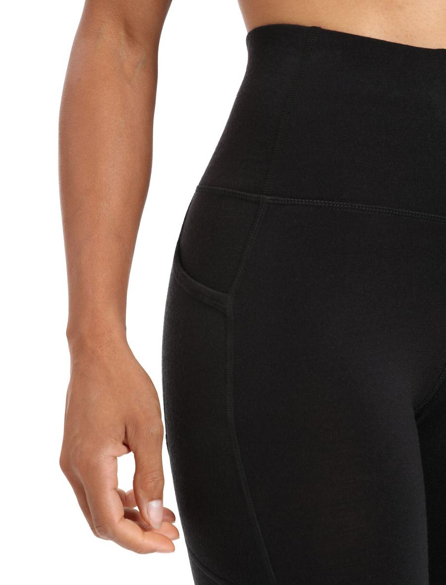 Black Icebreaker Merino Fastray High Rise Women's Running Tights | AU 1510FDNM